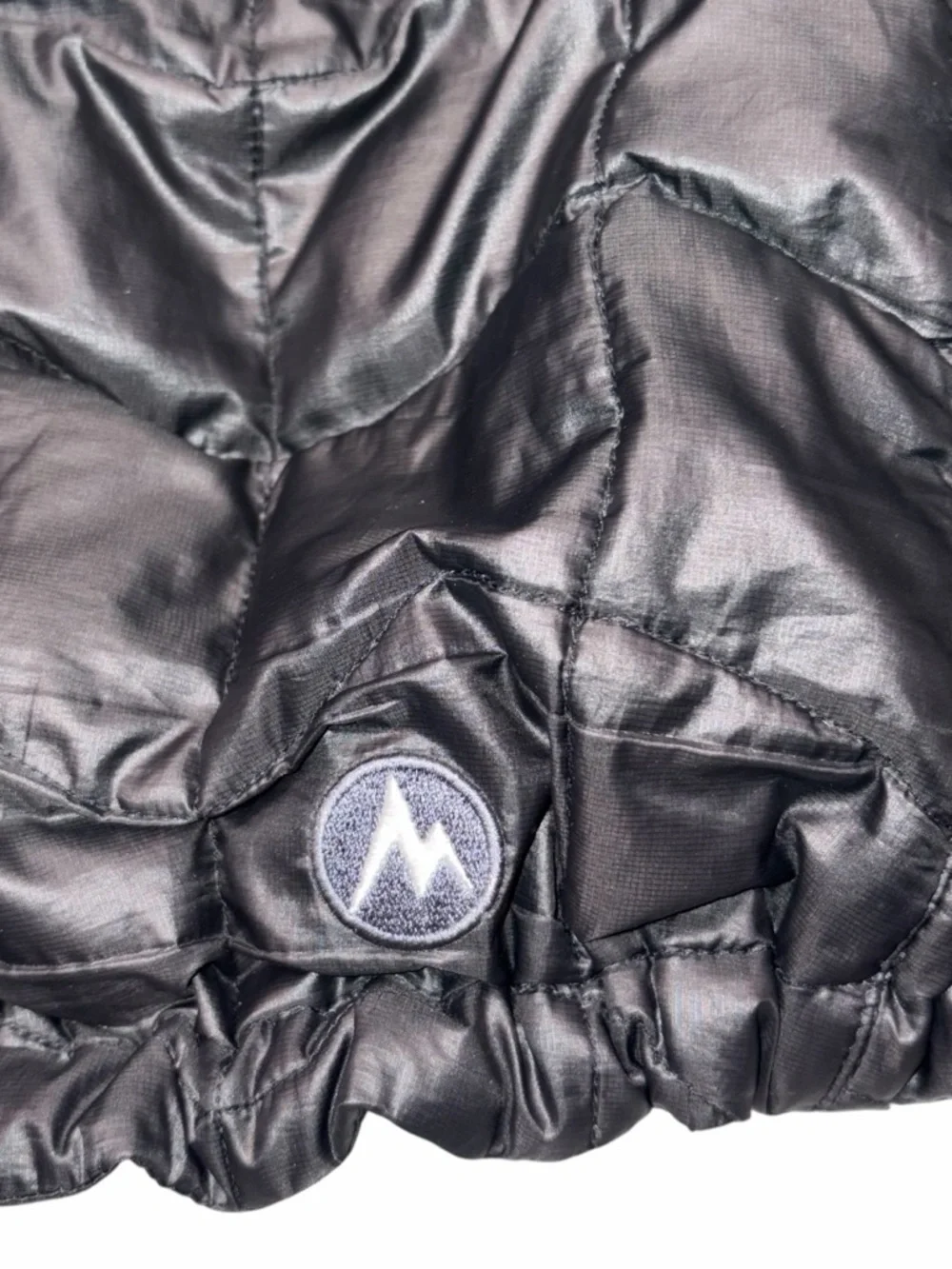 Marmot Black Quilted 800 Fill Goose Down Puffer Jacket Coat size Medium